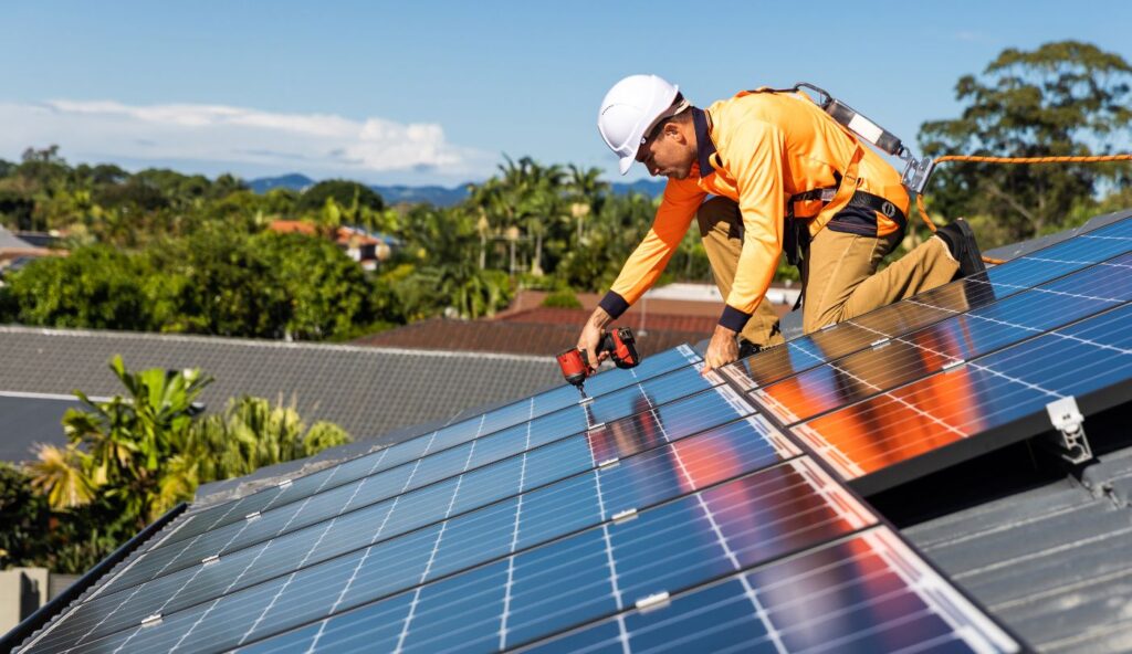 Solar panels carefully stored and labeled during temporary removal for a roof repair